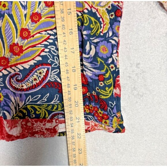 Jones New York Top Womens 1X Mix Floral Boho Patchwork Artsy Split Neck Blouse - Picture 6 of 9